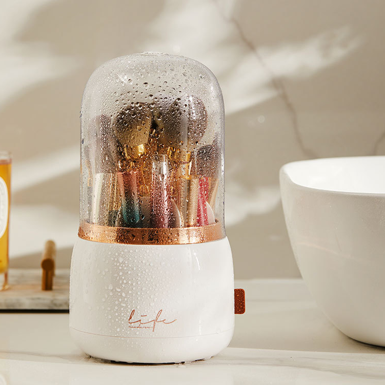 حامل فرش مكياج دوار مع غطاء