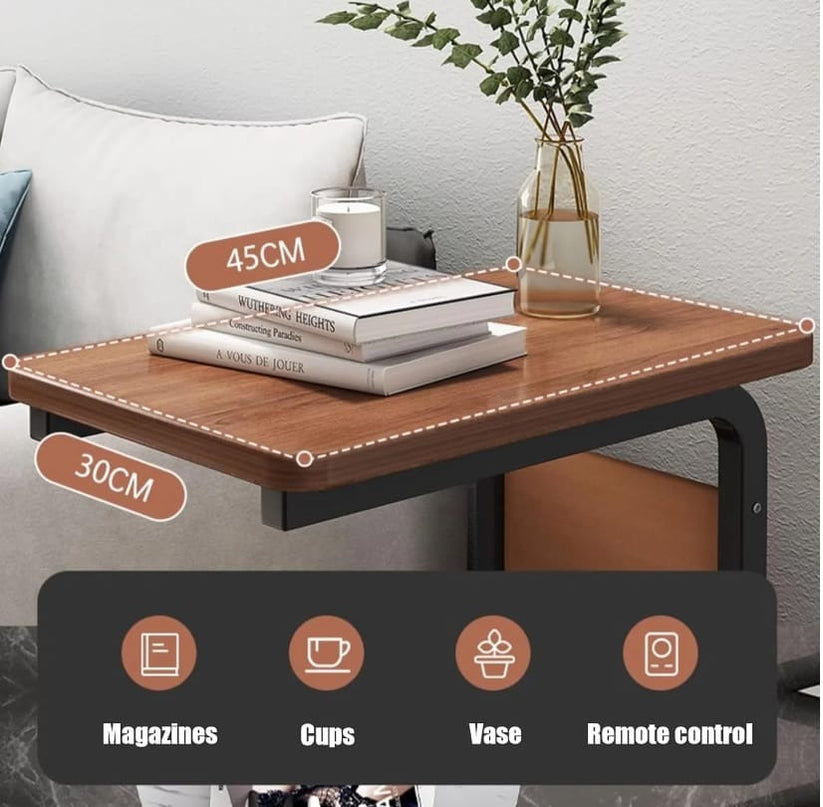 طاولة جانبية أنيقة ب عجلات مع مكابح لزيادة الثبات