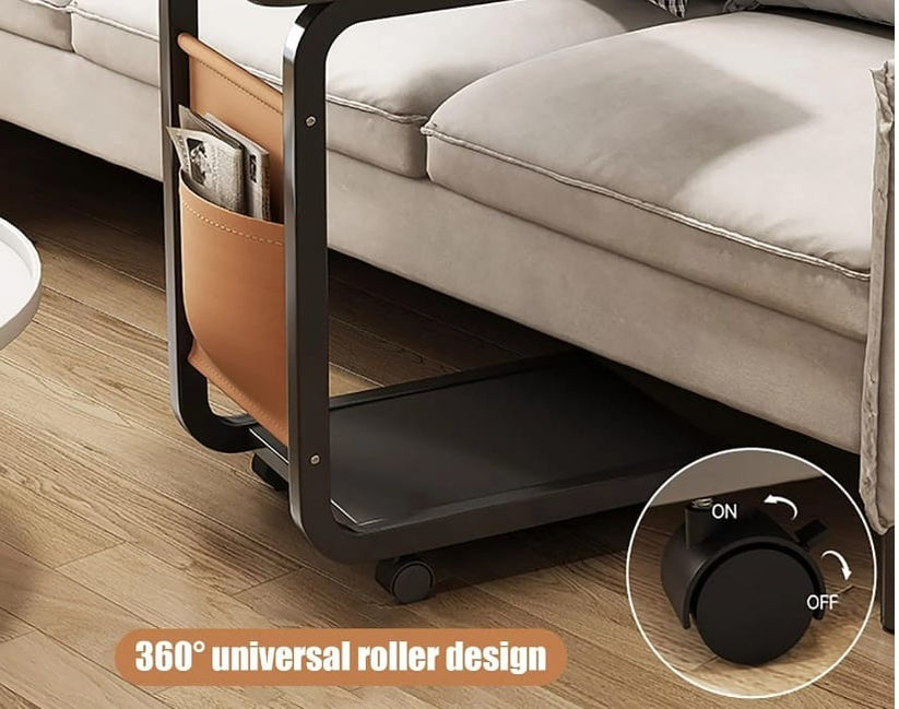 طاولة جانبية أنيقة ب عجلات مع مكابح لزيادة الثبات